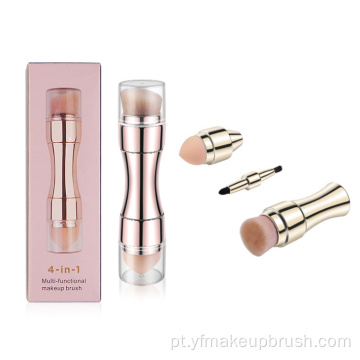 Conjunto de escova de maquiagem portátil Rose Gold 4pcs